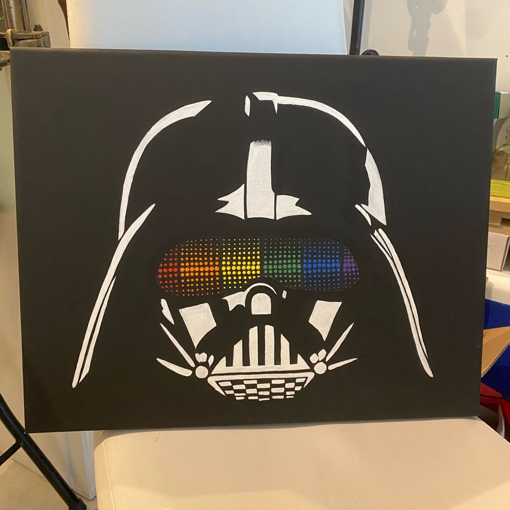 Handmade Darth Vader dot painting canvas